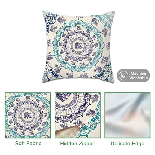 Betadistor cushion covers 45 x 45 cm 2 Pcs Set Boho Style Elephants and Floral Printed Pillowcases Standard Size Sleeping 18 x 18 In Rectangle Throw Pillow for Bedroom Décor Sofa - Image 4
