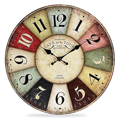 QWANPET Wall Clock,Quality Quartz Wall Clocks,Silent Non-Ticking Wooden Wall Clock Battery Operated, 12" Retro Rustic Style Decor Wall Clock for Living Room,Kitchen,Home,Bathroom,Bedroom