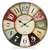 Qwanpet wall clockquality quartz wall clockssilent non ticking wooden wall clock battery operated 12 retro rustic style decor wall clock for living roomkitchenhomebathroombedroom  urban country home decor