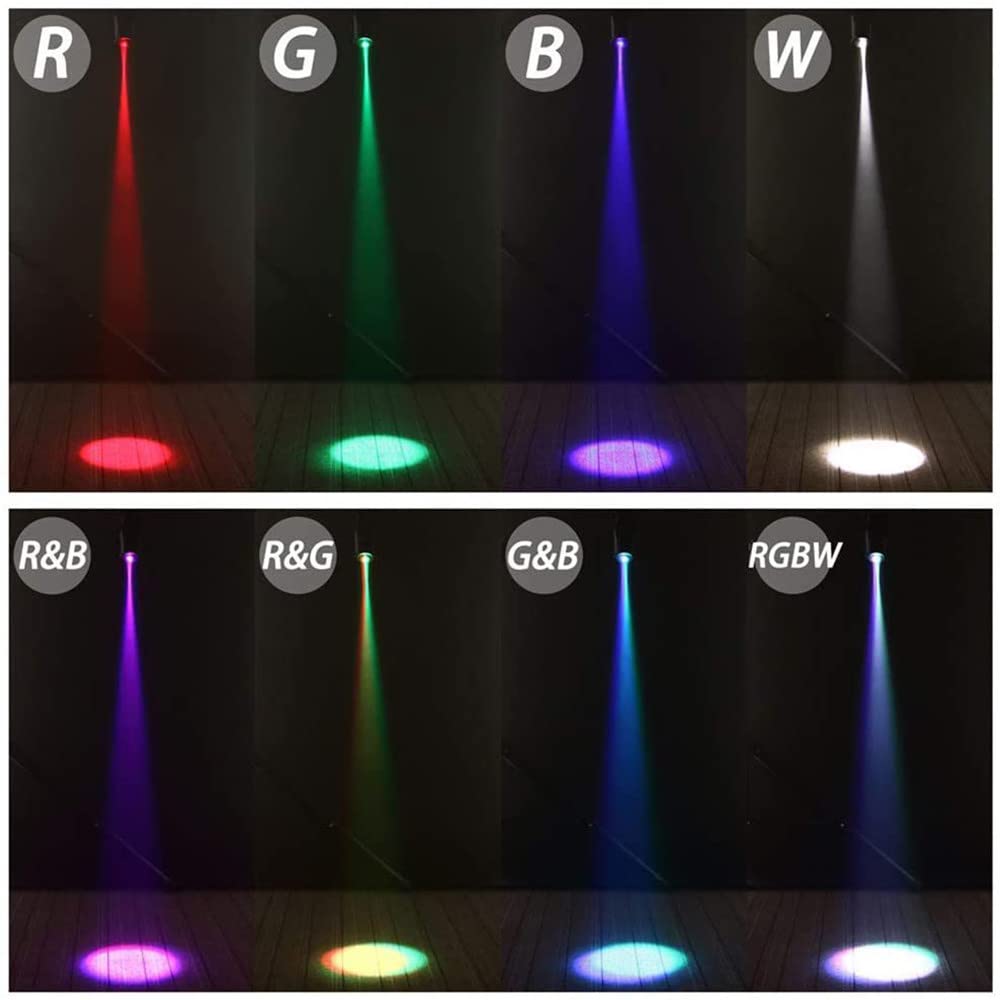 Faretti da Palcoscenico 10W RGBW, 4In1 DMX 512 Luce A Puntini A Colori, Lampada A Effetto Luce A Fascio Mini, per La Festa di Matrimonio del Teatro del Club del Dj della Scena, 2 Pezzi