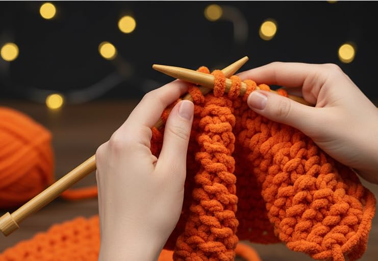 Image of ProKart Premium Blankie Wool, Plush & Cuddly, Chenille Yarn Supersoft Hand Knitting Wool Ball | Blanket Thick /Mottu Yarn Ball Suitable for Hand Knitting and Crocheting (Bright Orange, 100gms x 1 Pack)