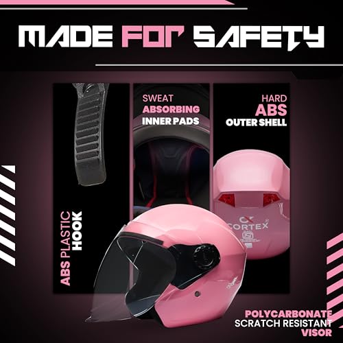 Image of Cortex Run Half Face Helmet Matt Finish with Scratch Resistant Curved Polycarbonate Visor, Hard ABS Shell Helmet for Men and Women | Clear Visor, Lightweight