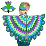 Disfraz de pájaro para niños, disfraz de Halloween, capa con alas de pavo real y antifaz de fieltro, disfraces de cuento...