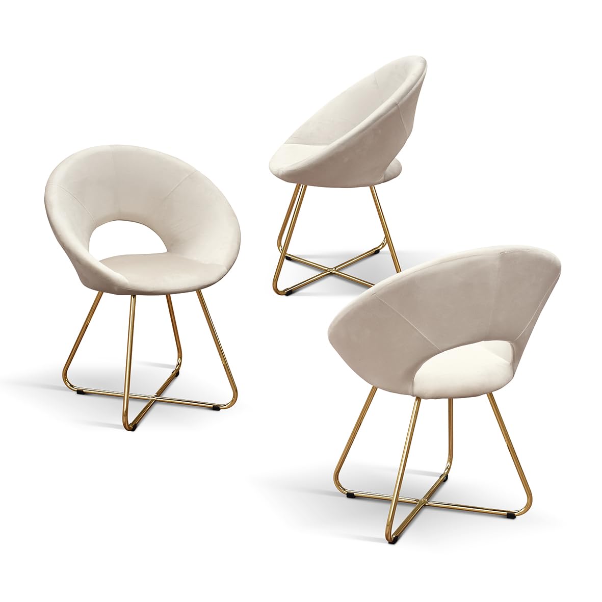 PAZZO DESIGN Sedia Iris Set Da 2 sedie, Sedie Cucina, Sedie Soggiorno, Sedie Velluto, Sedia Design, Tortora, Gambe Metallo Oro - id_2130