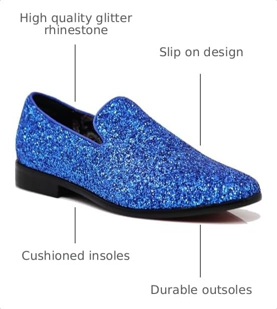 Image of SPK04 Men's Vintage Glitter Dress Loafers Slip On Shoes Classic Tuxedo Dress Shoes