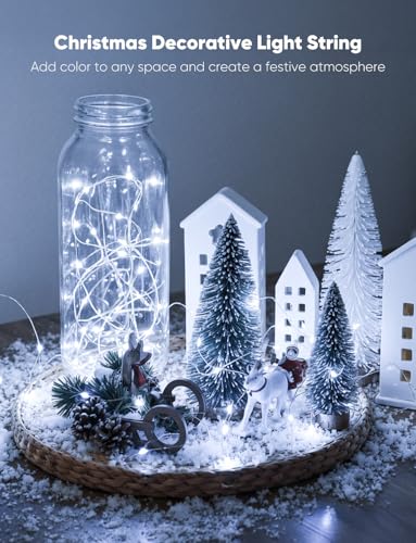Image of Minetom 20 Pack Fairy Lights Battery Operated String Lights 8 Modes, 7ft 20LED White Waterproof Silver Wire Twinkle Lights, Firefly Starry Moon Lights for Mason Jars DIY Christmas Wedding Party
