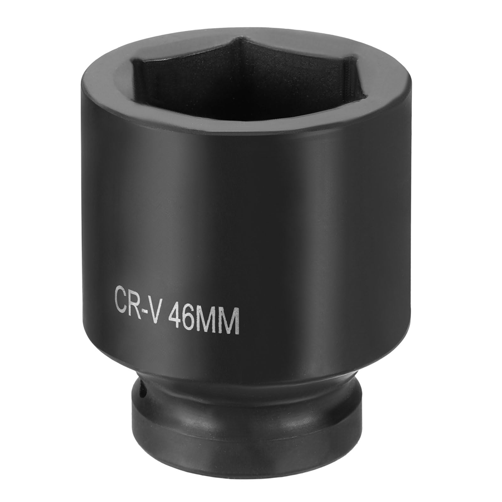 sourcing map 6 Point Impact Socket 1" Drive 46mm Metric Socket CR-V Steel Spindle Axle Hex Sockets for Machine Shaft Nuts Bolts Repair, Black