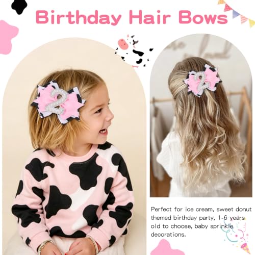 Pinzas para cabello con lazo rosa para bebés, pack 2 miniatura 3