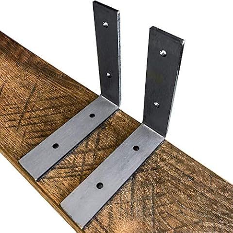 Made in USA by DIY CARTEL - Industrial Forged Steel Floating Shelf L / J Bracket - Heavy Duty Rustic Shelf Brackets- Raw Hot Rolled Steel / Metal - Floating Shelf Hardware - 2 Pack (6" x 6" No Lip) Cover