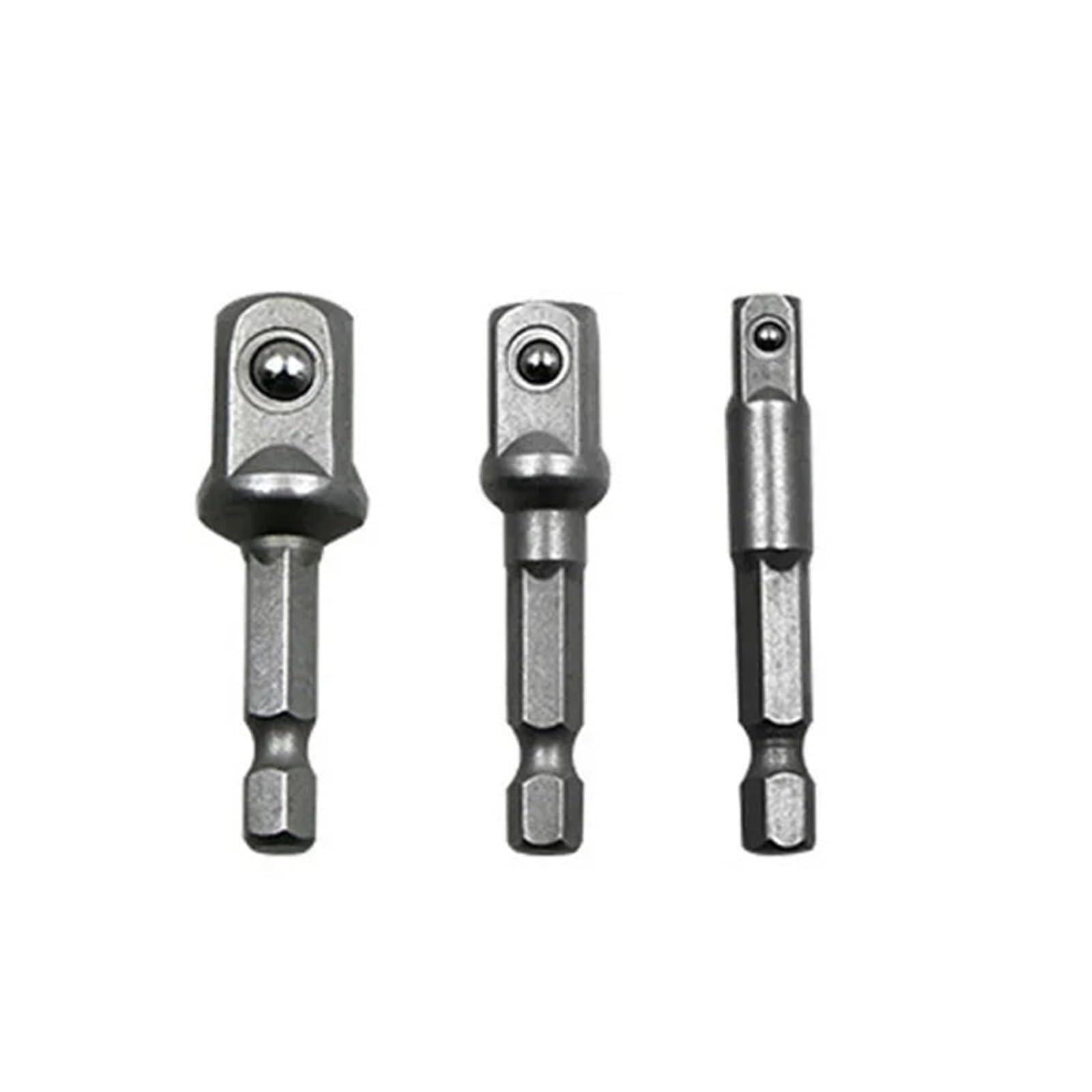 Set di punte da trapano, utensili intaglio, set adattatori for prese for for elettrici 3 pezzi, 1/4" 3/8" 1/2", bussole con codolo esagonale, cromo vanadio(3pcs)