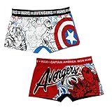 Marvel Avengers Unterhose Boxershorts für Jungen, Weiche Elastische Baumwolle, Slip Unterwäsche für Jungen und Kleinkinder, 2er Pack, Größe 6/8 Jahre, Blau