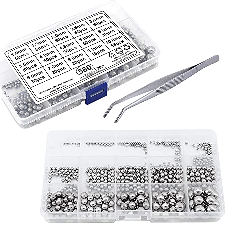 CJBIN Metallkugeln, 580 Magnet Kugellager Kugeln mit 1 Pinzette aus Edelstahl, Mugellager Set für Fahrrad Rad… – Bild 3