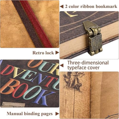 Libro de Aventuras DIY de 148 páginas: Álbum de Fotos y Diario de Viaje con Cubierta en Relieve Estilo Retro, Inspirado en 'Up', Ideal para Parejas y Recuerdos Románticos miniatura 3