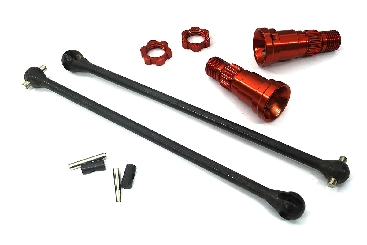 Red Universal Drive Shafts w/Stub Axles (2) for Traxxas 8S X-Maxx 4X4