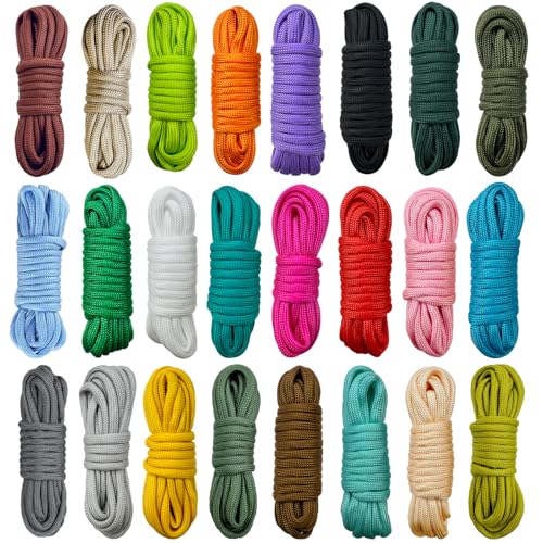 24 Colors Paracord Cord Multifunction Paracord Ropes 550lb Survival Paracord Random Combo Crafting Kit, for Making Lanyard, Bracelet, Dog Collar, Idea for Gift (10 Feet, Colors B)