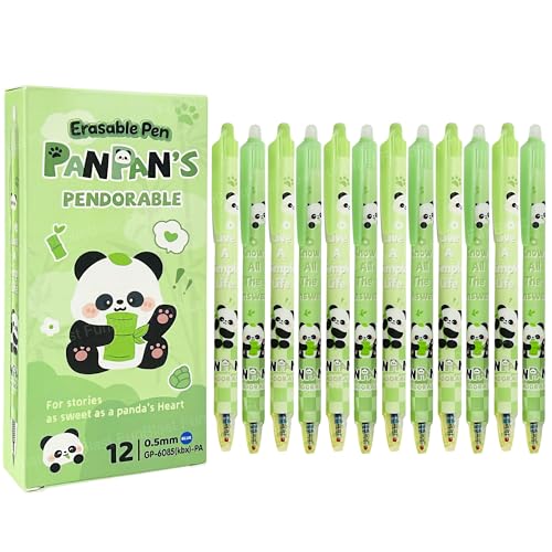 Image of FunBlast Cute Panda Erasable Gel Pens - 12 Pcs of Gel Pen with Magic Eraser, Kawaii Gel Pens, Lightweight Gel Pen with Comfortable Grip, Stationery for School & Office - Blue Ink