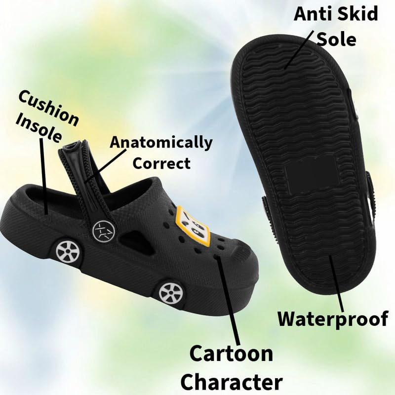 Image of SMARTOTS Pack of 2 Car Design Kids Clogs for Daily Use, Kids Eva Sandals for Boys and Girls with Adjustable Sling Back Strap