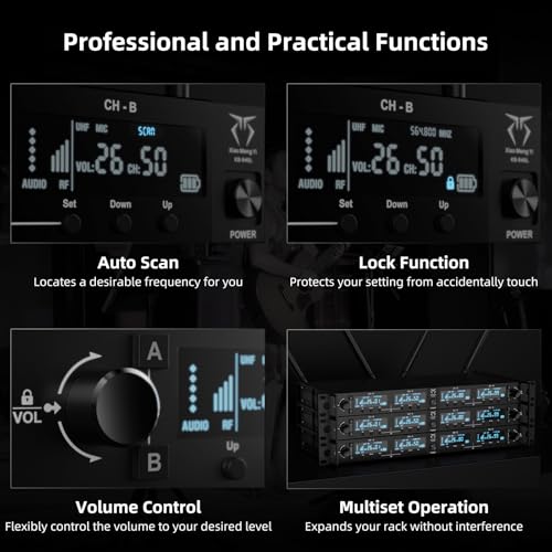 Image of 4-Channel Wireless Microphones System, 4 Metal Handheld Dynamic Mic Kit
