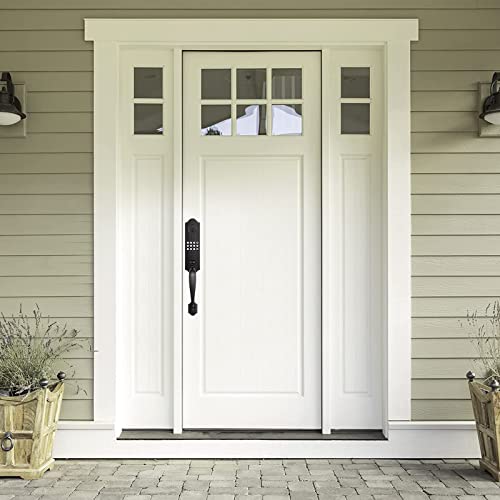 Keyless Entry Door Electronic Keypad Deadbolt Lock And Handle Set, Front Door Lock Set For Left Or Right-Hand Doors, Auto Lock, Easy To Install, 50 User Password Black #TOP7