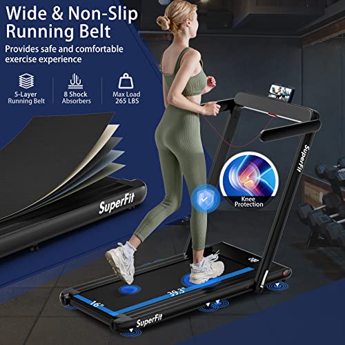 Image of Goplus 2 in 1 Folding Treadmill, 2.25HP Superfit Under Desk Electric Treadmill, Installation-Free with Remote Control, APP Control and LED Display, Walking Jogging for Home Office