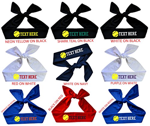 Softball Tie Back Headband with Neon Yellow Softball Personalized with Your Custom Text - Design Your Own3