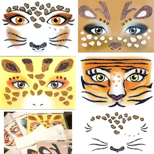 4 PCS Leopardo Tatuajes Temporales, Ciervo, Jirafa, Tigre Tatuaje Temporal...