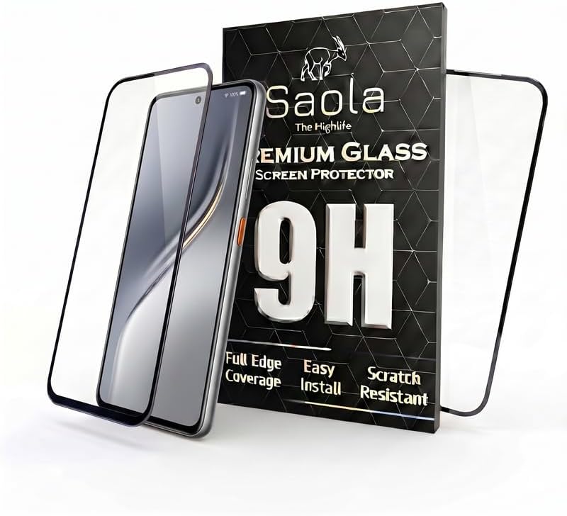 Saola Crystal Clear Screen Protector for Tecno Camon 40 | 9H Tempered Glass, Smooth Touch, Full Coverage, Case Friendly, 2-Step Installation Kit | Quick & Easy Application (Pack of 1)