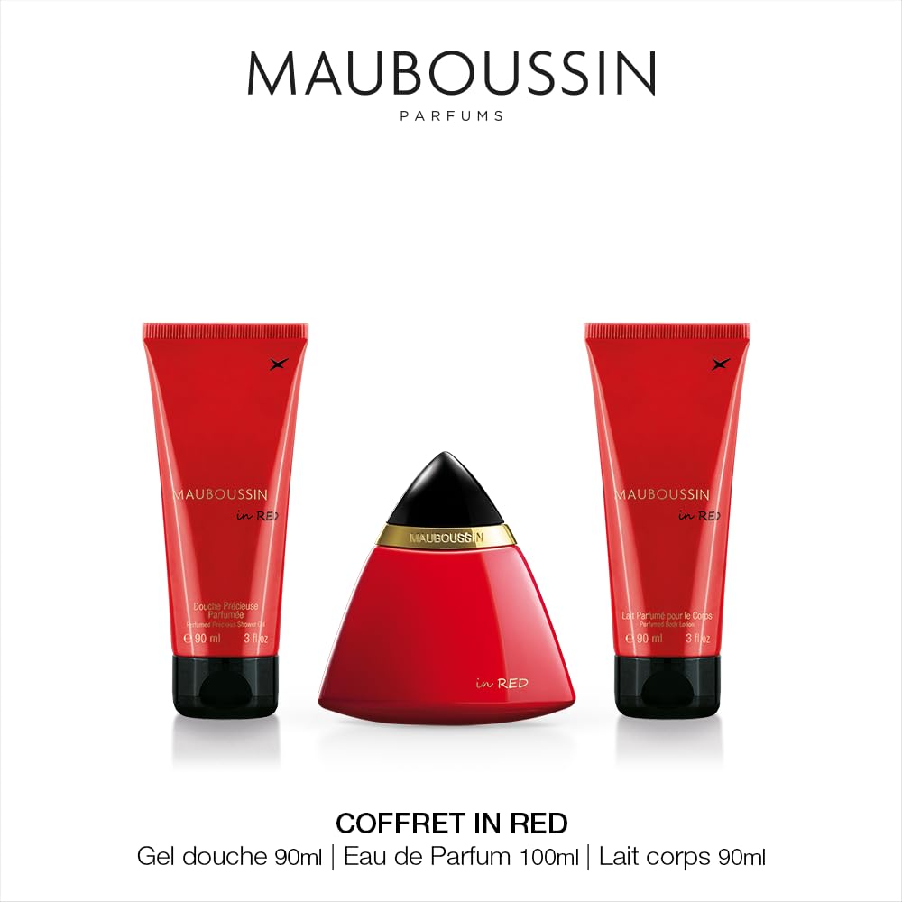 Mauboussin - Coffret In Red : Eau de Parfum 100ml, Gel Douche 90ml & Lait Corps 90ml