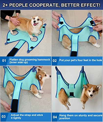 Dog-Grooming-Hammock-2023-New-Edition-Dog-Hanging-Harness-Holder-for-Nail-Clipping-Dog-Nail-Trimming-Hammock-with-Wide-Strap-Dog-Grooming-Sling-for-Claw-Care-XX-Large-65-LB-MaxTurquoise Dog Grooming Hammock 2023 New Edition Dog Hanging Harness Holder for Nail Clipping Dog Nail Trimming Hammock with Wide Strap Dog Grooming Sling for Claw Care XX Large 65 LB MaxTurquoise