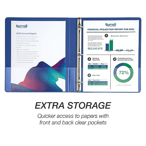 Image of Samsill Durable 0.5 Inch Binder, D Ring Binder, 100% Recycled Chipboard, Blue, 4 Pack
