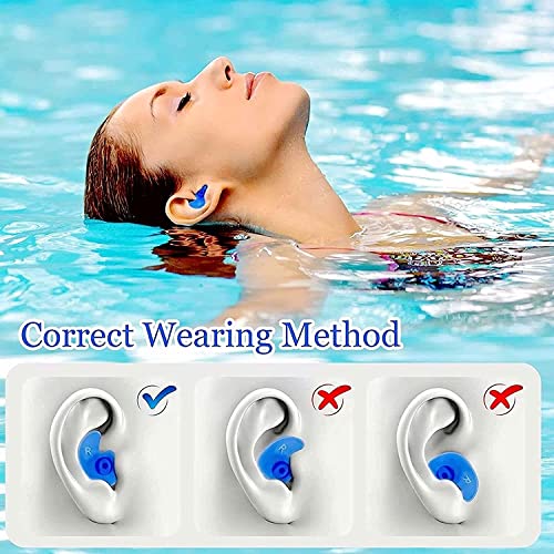 Image of Waterproof Silicone Swimming Ear Plugs for Adults & Kids | Reusable Soft Swim Ear Protection for Bathing, Shower, Diving & Water Sports | Comfortable Noise Reduction with Storage Case