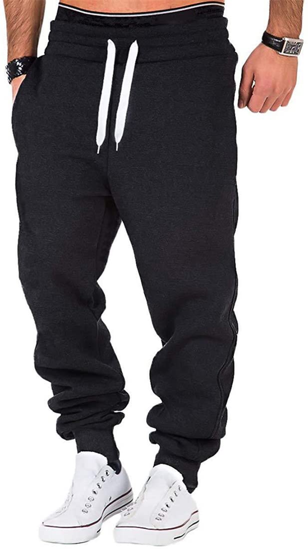 TakyojinUnisex Adult Fleece Sweatpants Drawstring High Elastic Soft Loose Comfortable Pants