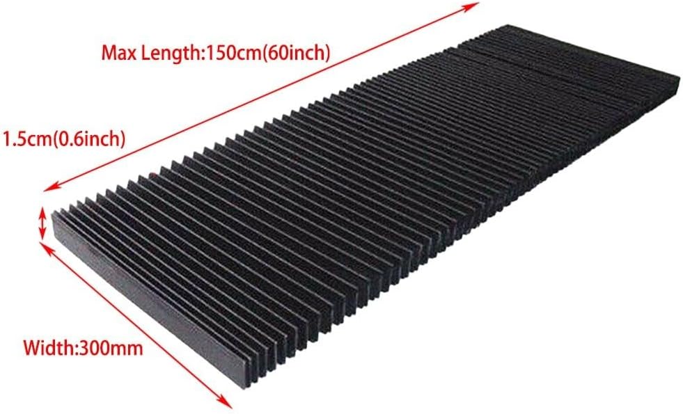 CNC Machine Accordion Dust Cover, Accordion Way Cover Dust Protective Rubber Cover Milling Machine 3-Proof Cloth Protective 1500x15mm (NO.17)(300mm)