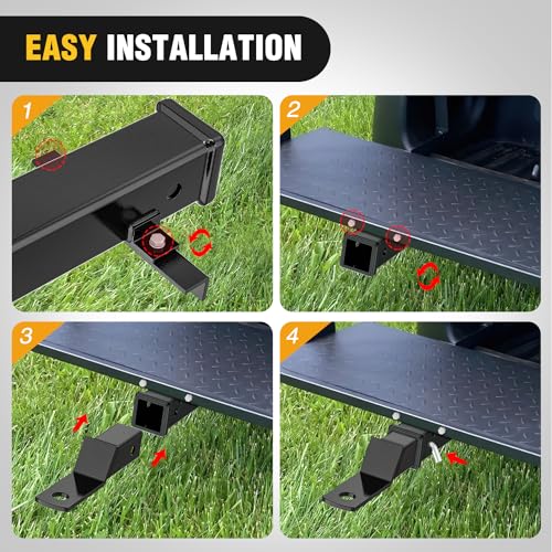 Image of Nilight Universal Golf Cart Trailer Hitch w /2 inch Receiver Rear Seat Rear Hitch Kit Compatible for Footrest Club Car EZGO Yamaha Use on Step on Back