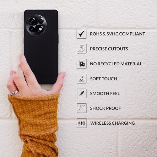 Image of SPRIG Cases Compatible with OnePlus 11R 5G Liquid Silicone Cover Premium Back Cover Case Drop Tested Shock Proof for Boys and Girls with Camera Protection (Black)