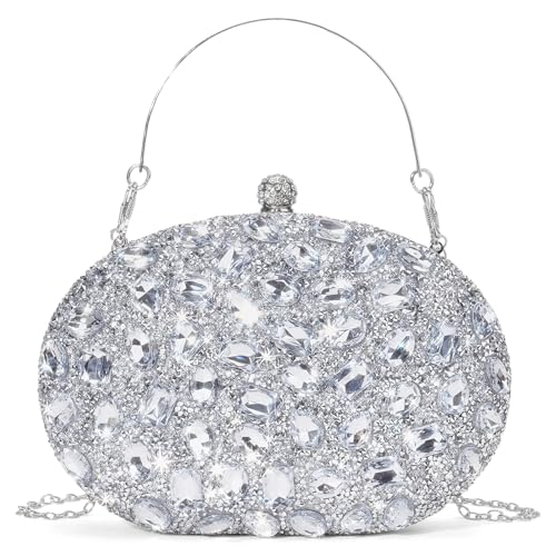 Image of RNIEGA Rhinestone Clutch Purses for Women Evening Wedding Formal Party Purses Crystal Diamond Glitter Sparkly Handbag