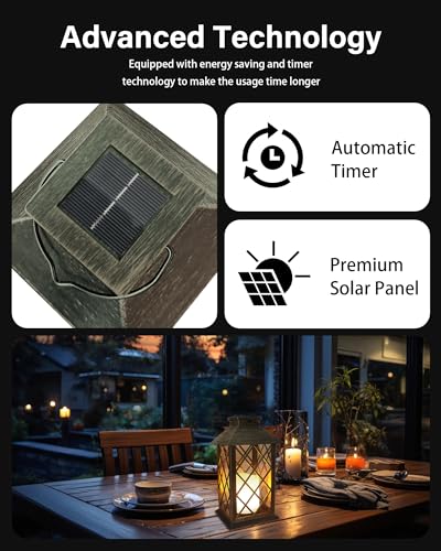 SHYMERY Solar Lantern,Outdoor Garden Hanging Lanterns,2 Pack 14 Inch Lasts 3X Longer 10 lumens Waterproof LED Flickering Flameless Candle Mission Lights for Table - Image 9