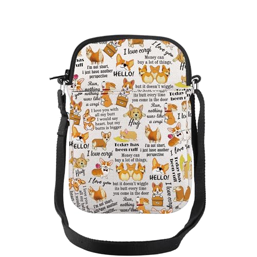 TOBGBE Corgi Gifts Corgi Lovers Puppy Dog Crossbody Bag Corgis Mom Purse Pet Owner Stuff Phone Bag Animal Shoulder Strap
