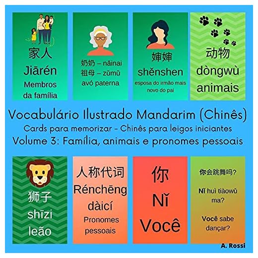 Vocabulário Ilustrado Mandarim (Chinês) - Cards para memorizar - Chinês para leigos iniciantes: Volume 3: Família, animais e pronomes pessoais (com frases ... memorizar - Chinês para leigos iniciantes)
