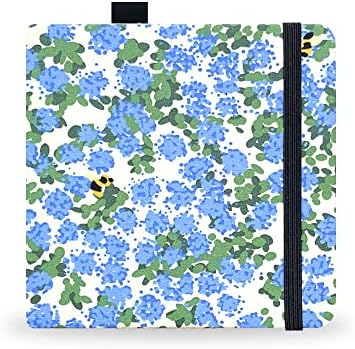 Square 13X13cm 300gsm Watercolor Journal Hardbound 40pgs（20 Sheets Front Back 2 Textures）Travel Size for Calligrapher Colored Pencil Watercolor Sketch Handmade Cloth Cover Notebook Blue Chickweeds
