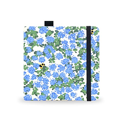 Square 5.1X5.1" 300gsm Watercolor Journal Hardbound 40pgs（20 Sheets Front Back 2 Textures）Travel Size for Calligrapher Colored Pencil Watercolor Sketch Handmade Cloth Cover Notebook Blue Chickweeds