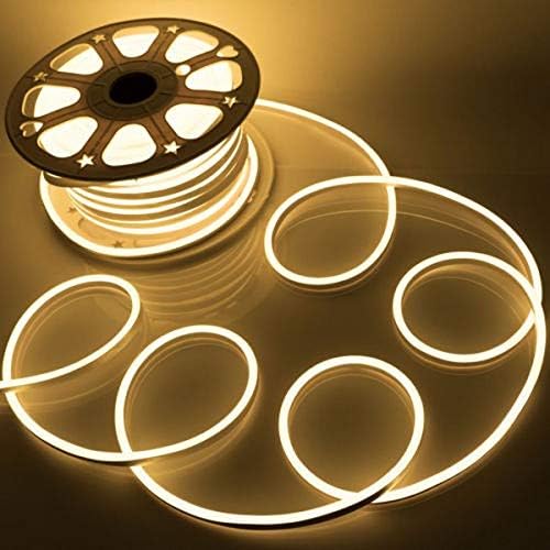 I Lumos Plug & Play Warm White Neon LED Strip Light 240V AC with UK Plug Bundle 9W/m LEDs Waterproof Flexible for Indoor & Outdoor Decor [Installation Kit Included] (1 Metre)