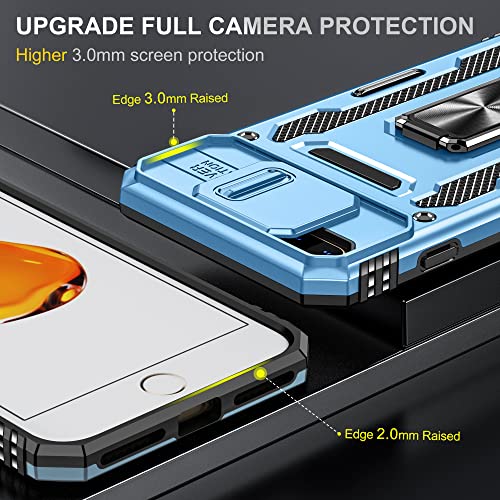 Image of Slide Camera Cover with Ring Holder Mobile Phone Case Cover for iPhone 7 Plus / 8 Plus (Blue)