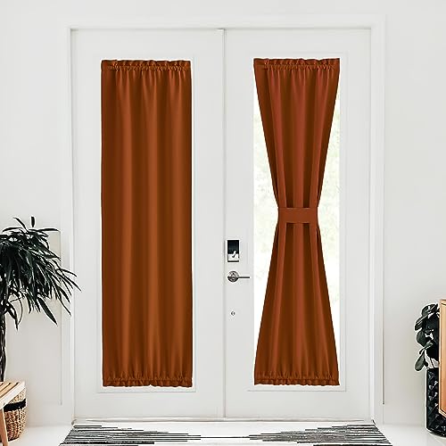 NICETOWN Burnt Orange Blackout Window Door Curtain Back Panels for Privacy