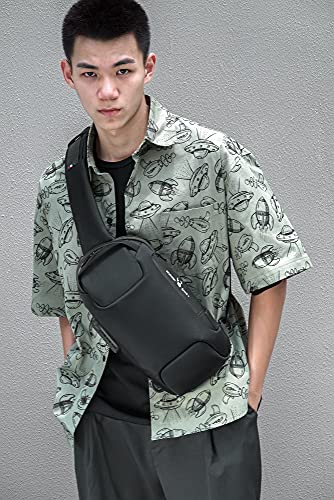 WEIXIER Bolsa masculina casual de couro para corrida Bolsa de mão do homem de couro Preto