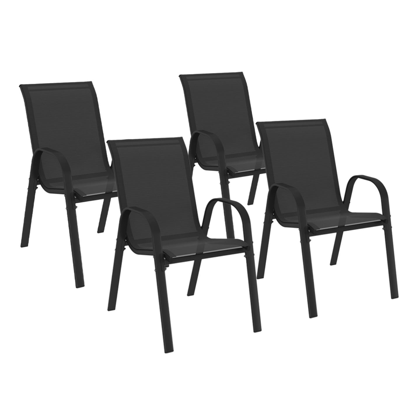 Set Di 4 Sedie Malika In Resina Con Fibra Di Vetro, Impilabili Da Esterno Interno Salvia 93465790