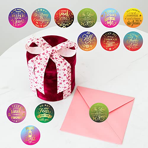 Bible Quote Gold Foil Stickers - (Pack Of 120) 2" Large Faith Motivational Christian Verses Jesus Inspirational Labels Religious Envelope Seals For Christmas Happy Holidays New Year #TOP7