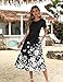 Zeagoo Sommerkleid Damen Elegant Blumenkleid Kurzarm Rundhals Midikleid A Linie Casual Strandkleid Leichte Knielang Tunika Kleider mit Taschen FloralG L