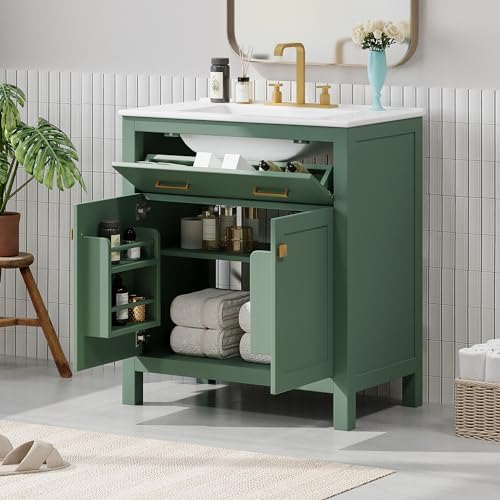 Amazon.com: Linique 30" Bathroom Vanity with Sink Combo Set, Solid Wood ...