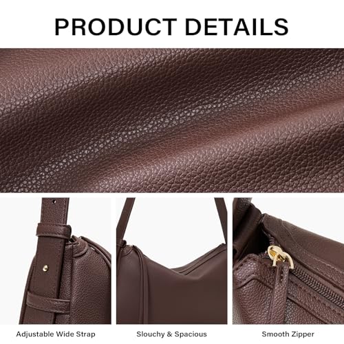 Image of CLUCI Brown Purses for Women, Cute Shoulder Bag, Soft Hobo Handbag Clutch Purse with Adjustable Wide Shoulder Strap